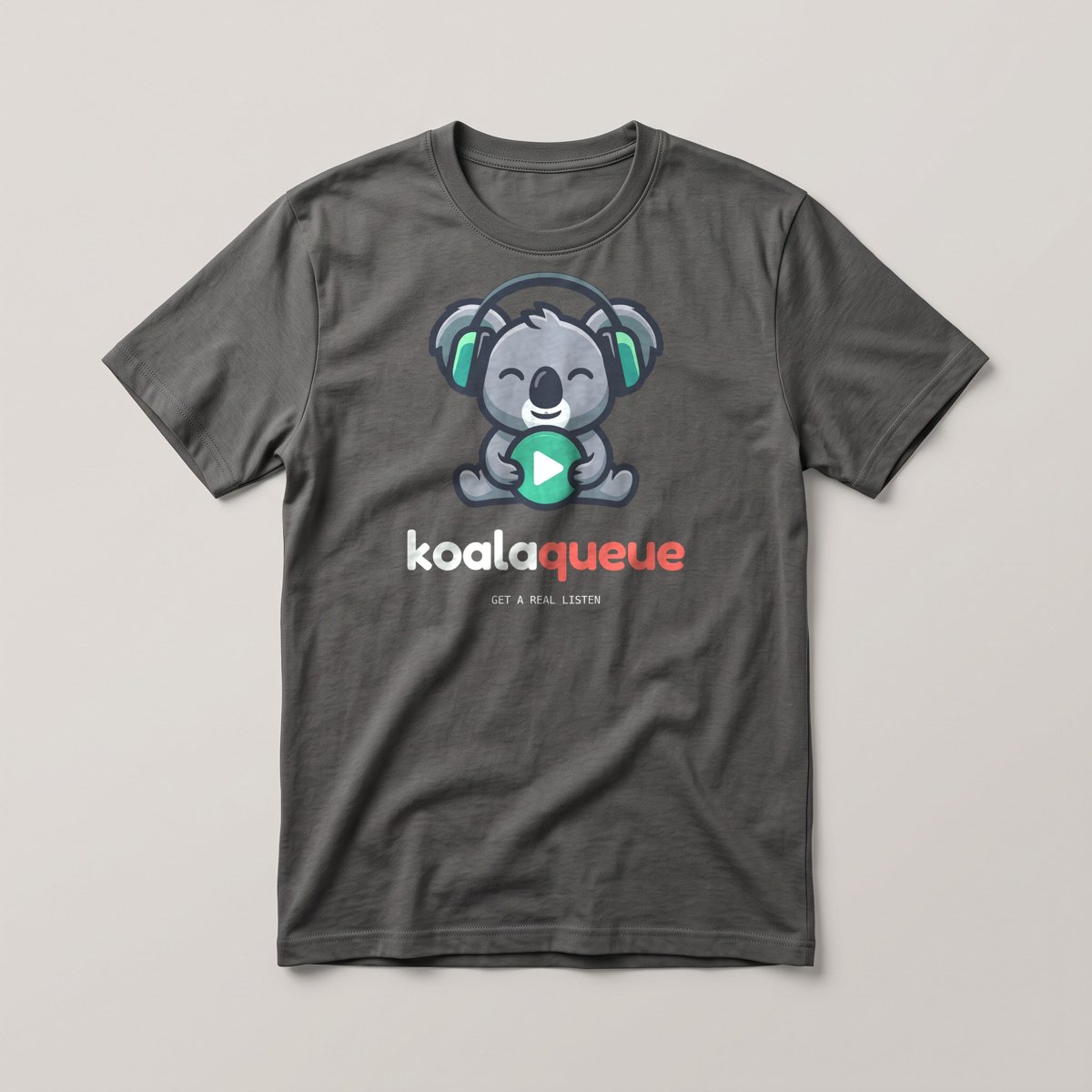 KoalaQueue Tee in charcoal